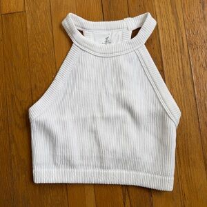 Aerie ribbed white crop tank top